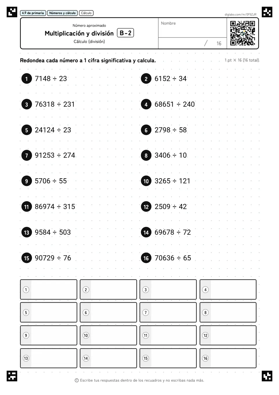 4.º de primaria Número aproximado Multiplicación y división