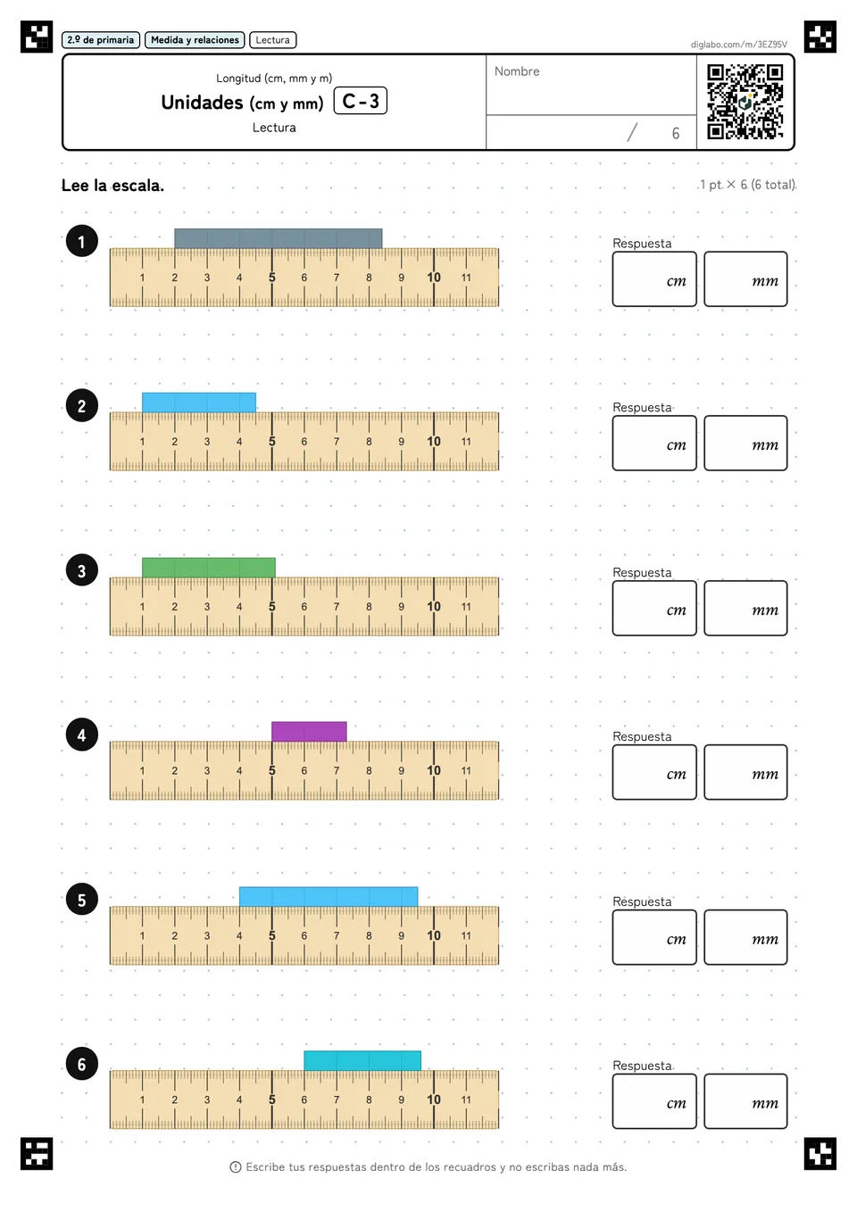 2.º de primaria Longitud (cm, mm y m) Unidades (cm y mm)