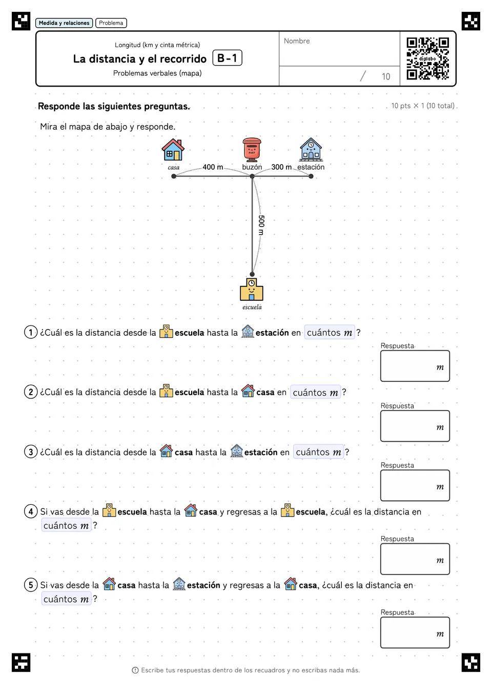 La distancia y el recorrido B-1