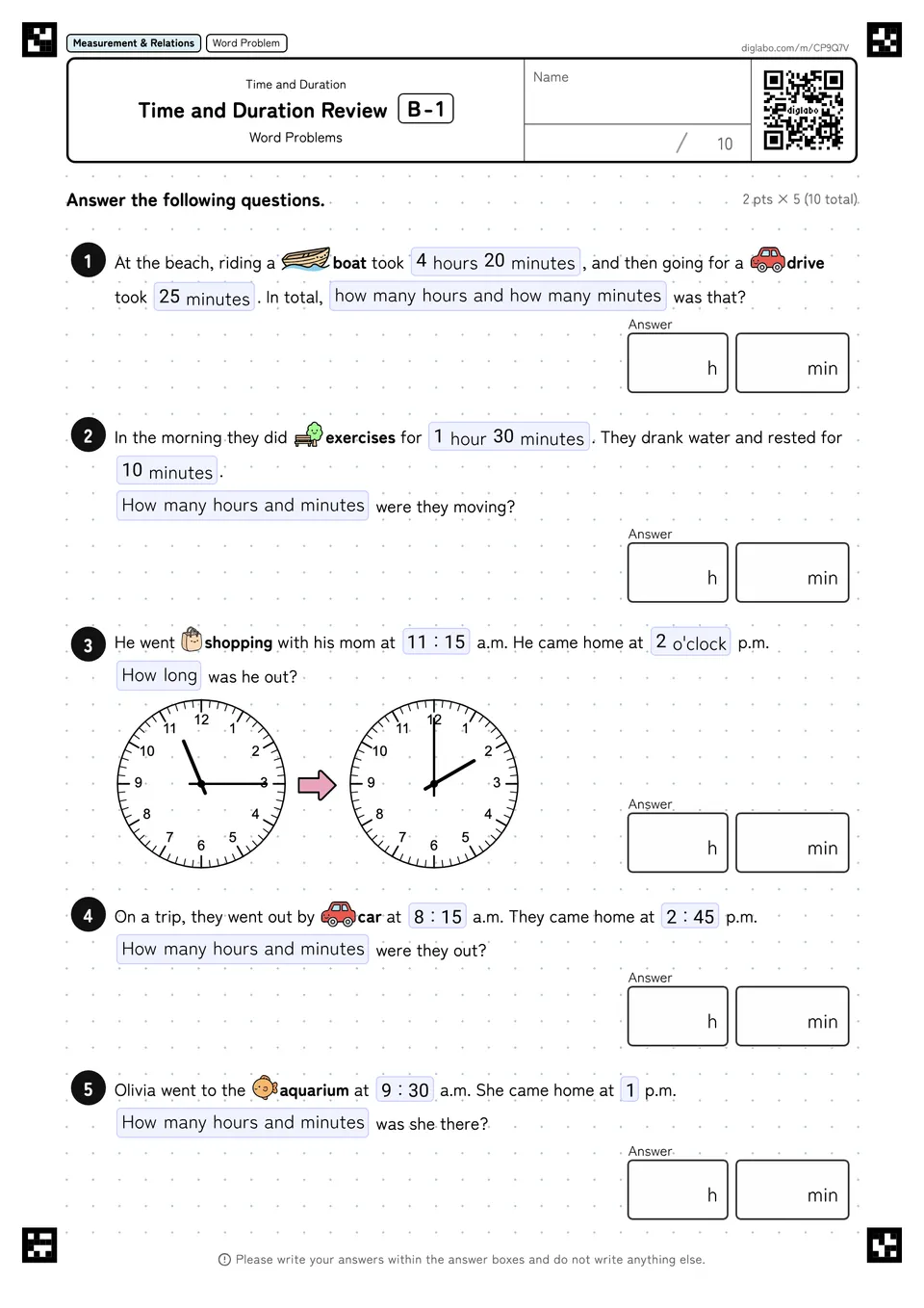 Time and Duration Review B-1