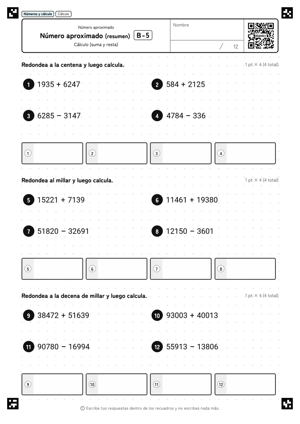 Número aproximado (resumen) B-5