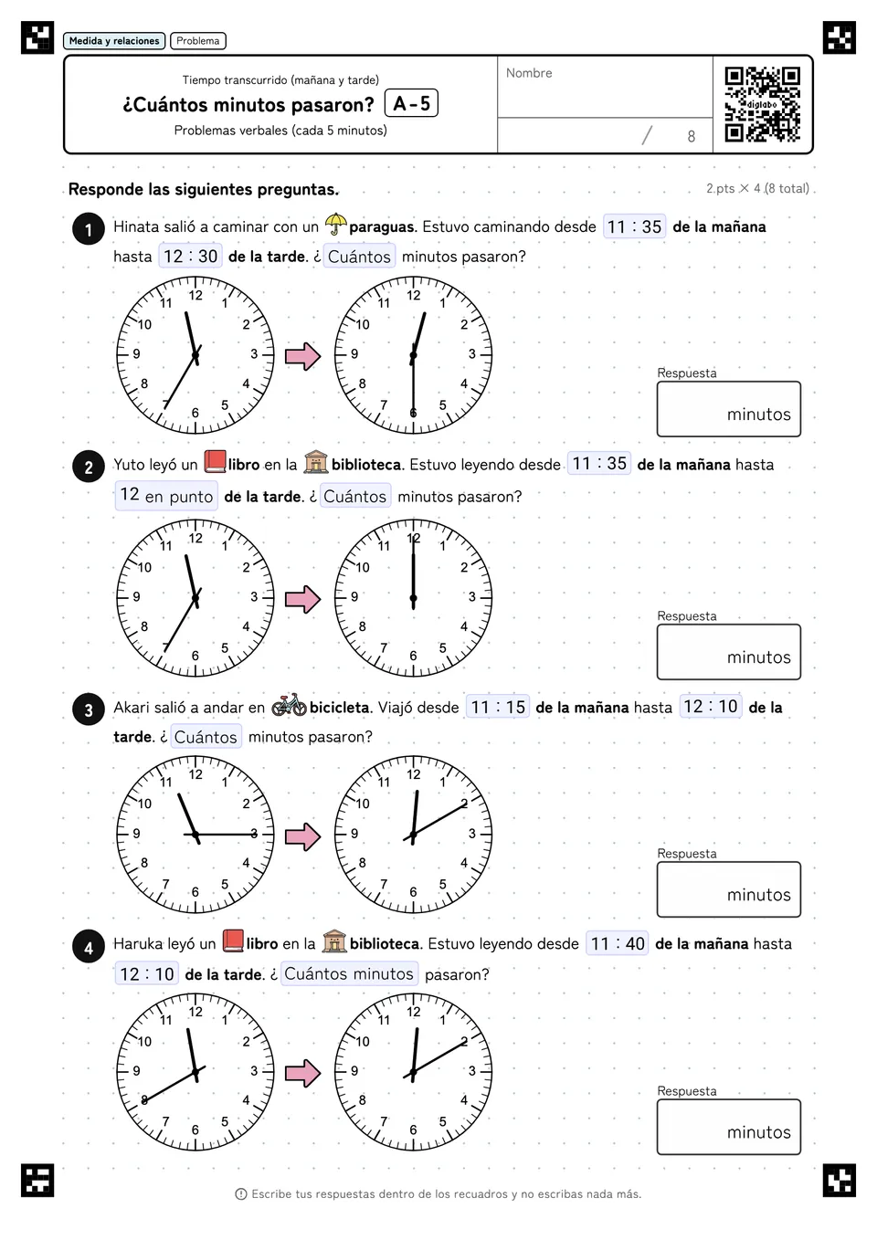 ¿Cuántos minutos pasaron? A-5