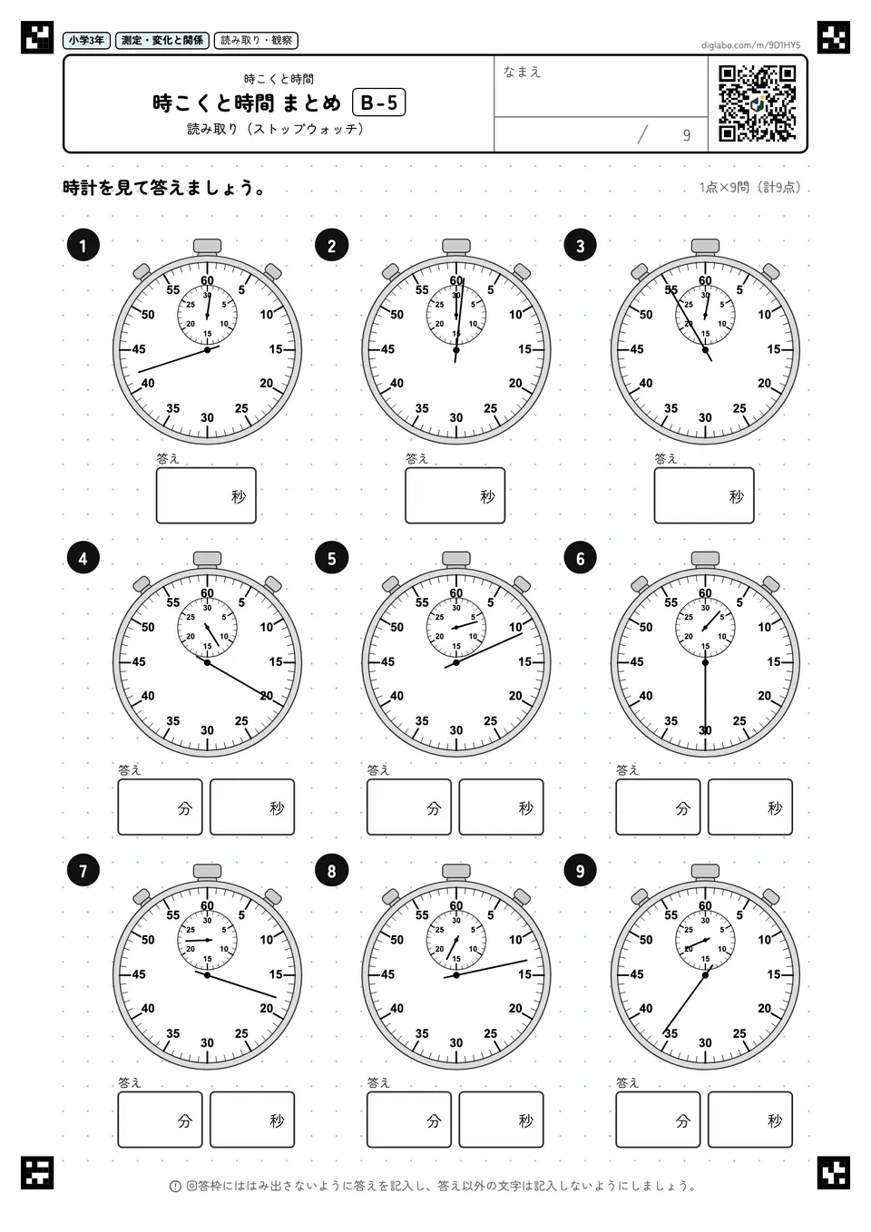 小学3年 時こくと時間 時こくと時間 まとめ