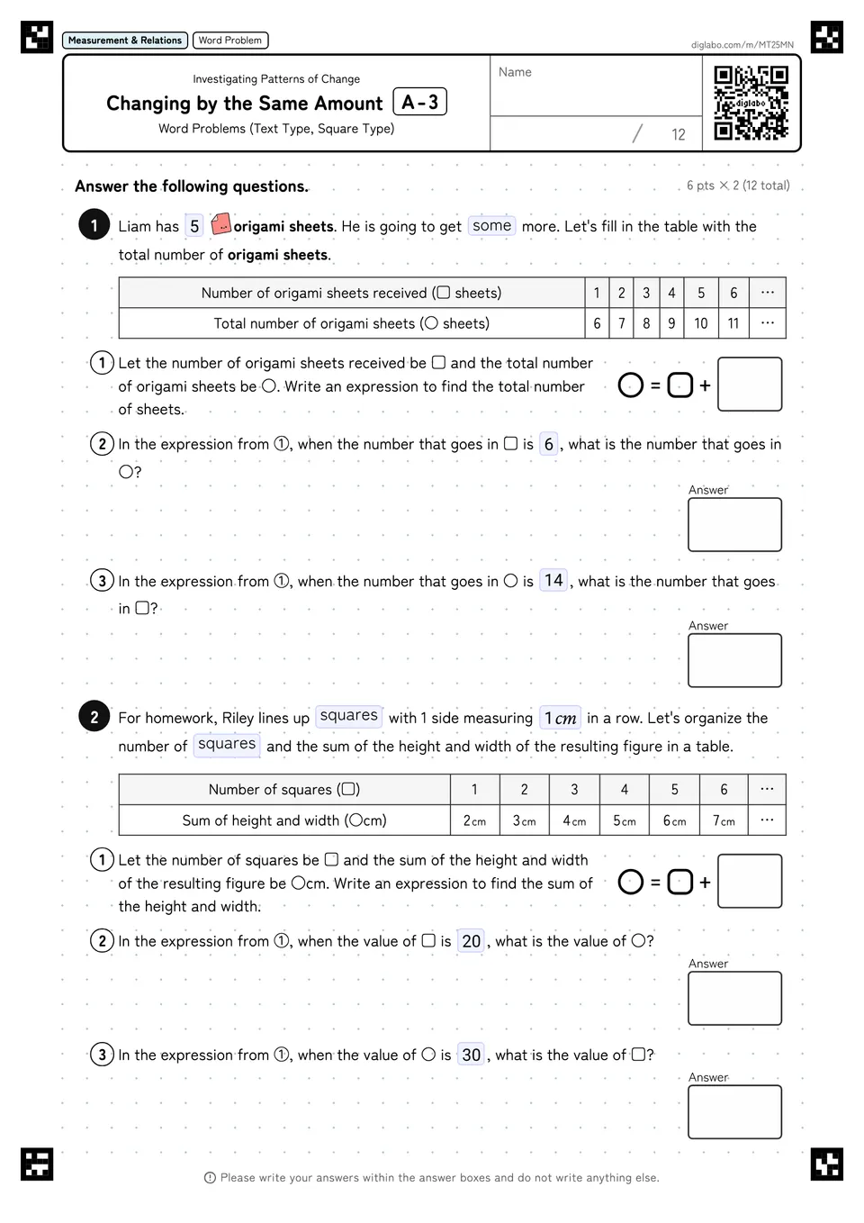 Changing by the Same Amount A-3