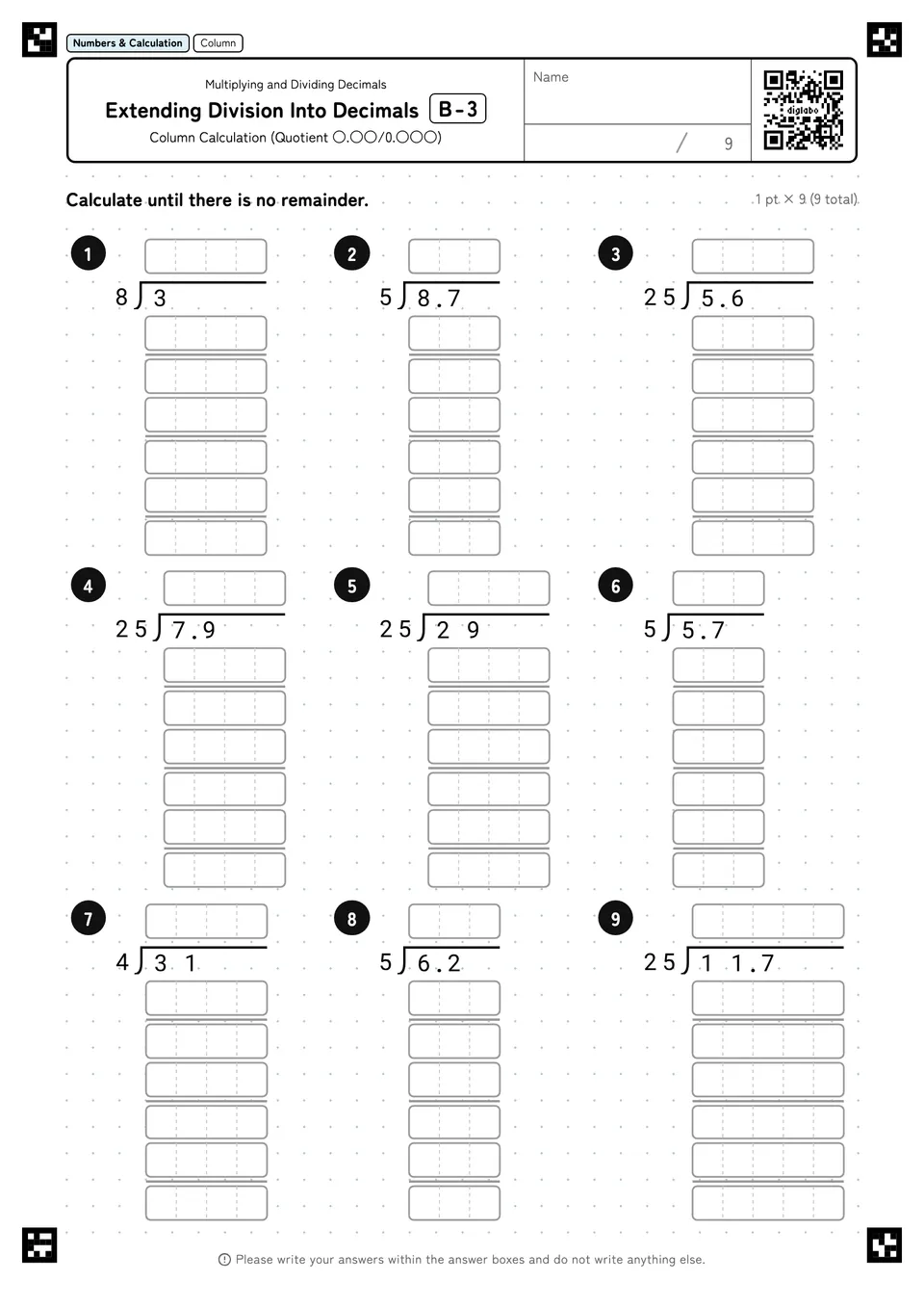 Extending Division Into Decimals B-3