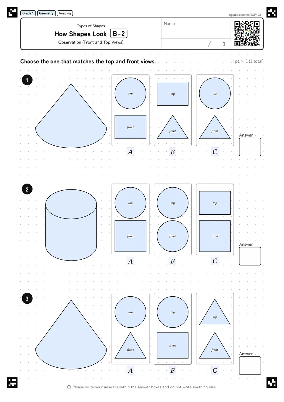 Grade 1 (Elementary School) Types of Shapes How Shapes Look