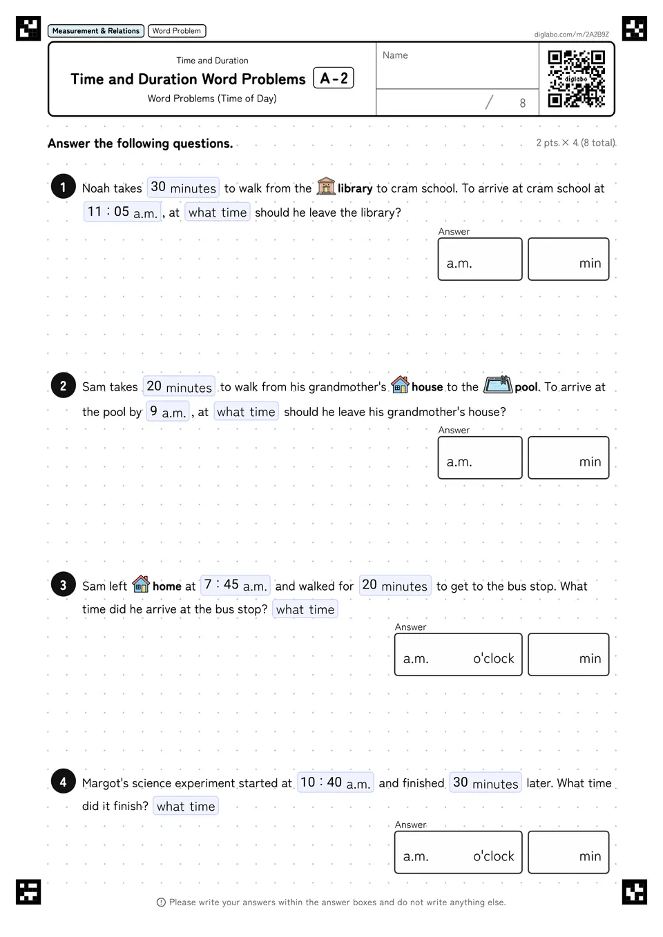 Time and Duration Word Problems A-2