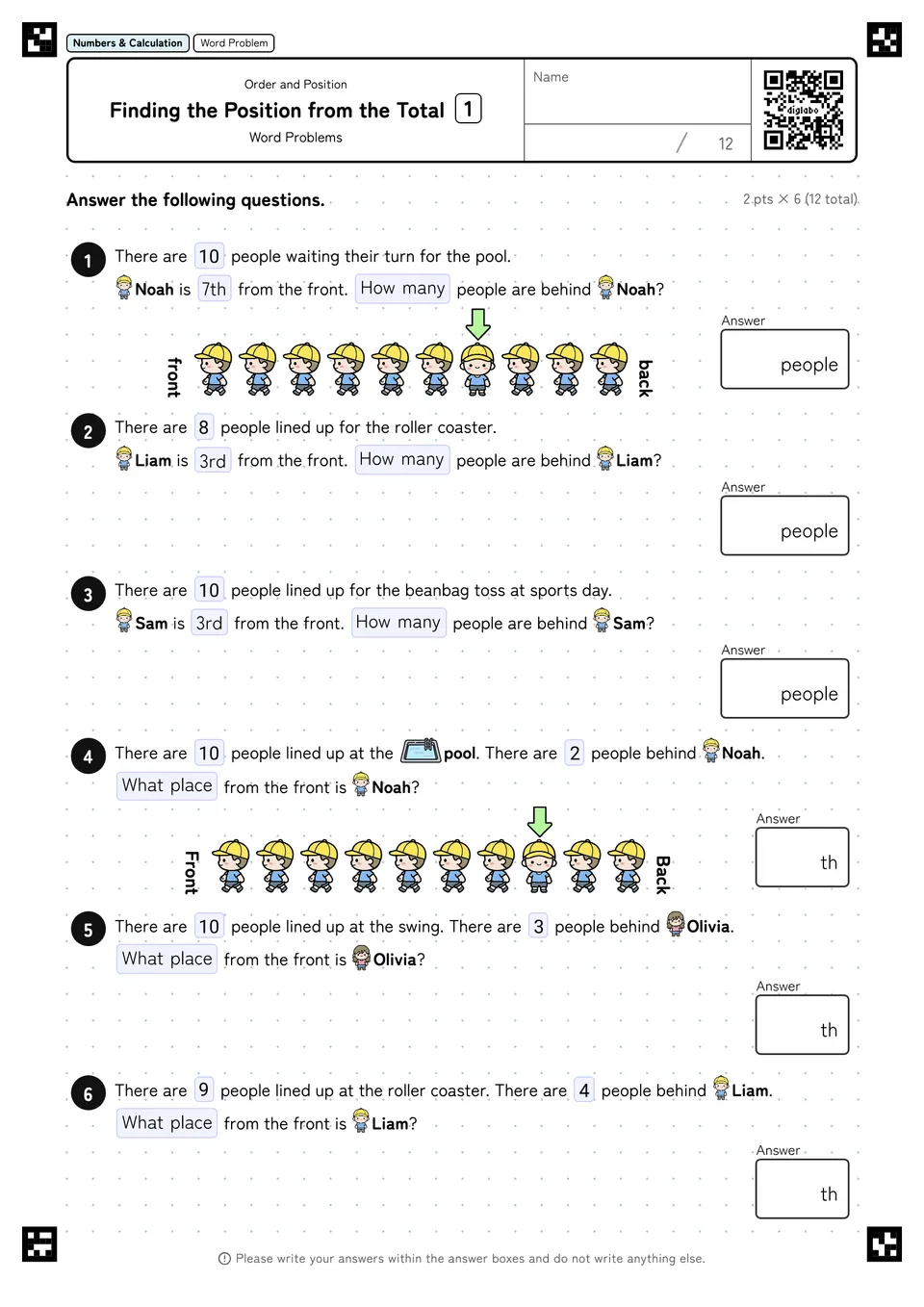 Finding the Position from the Total 1