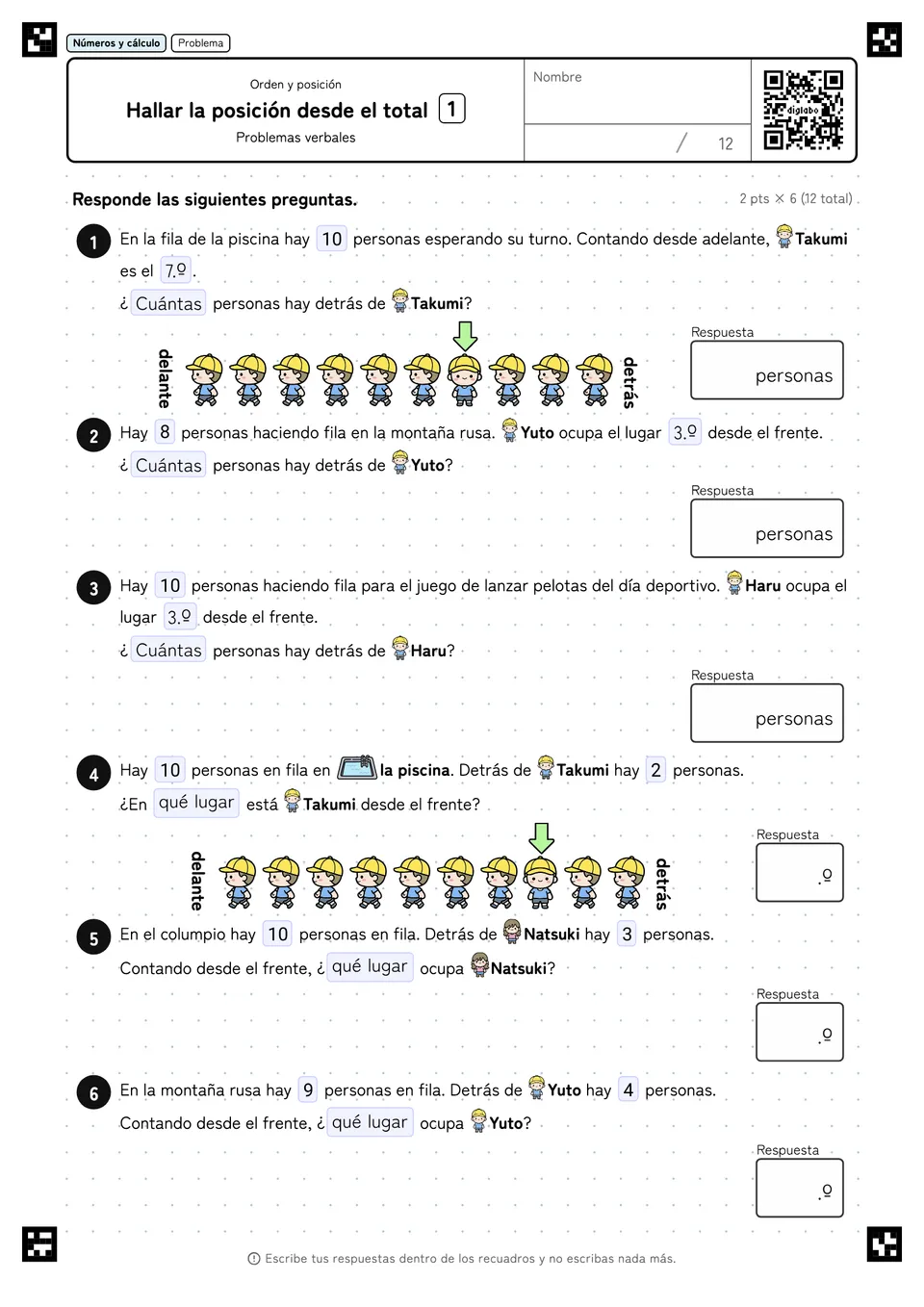 Hallar la posición desde el total 1