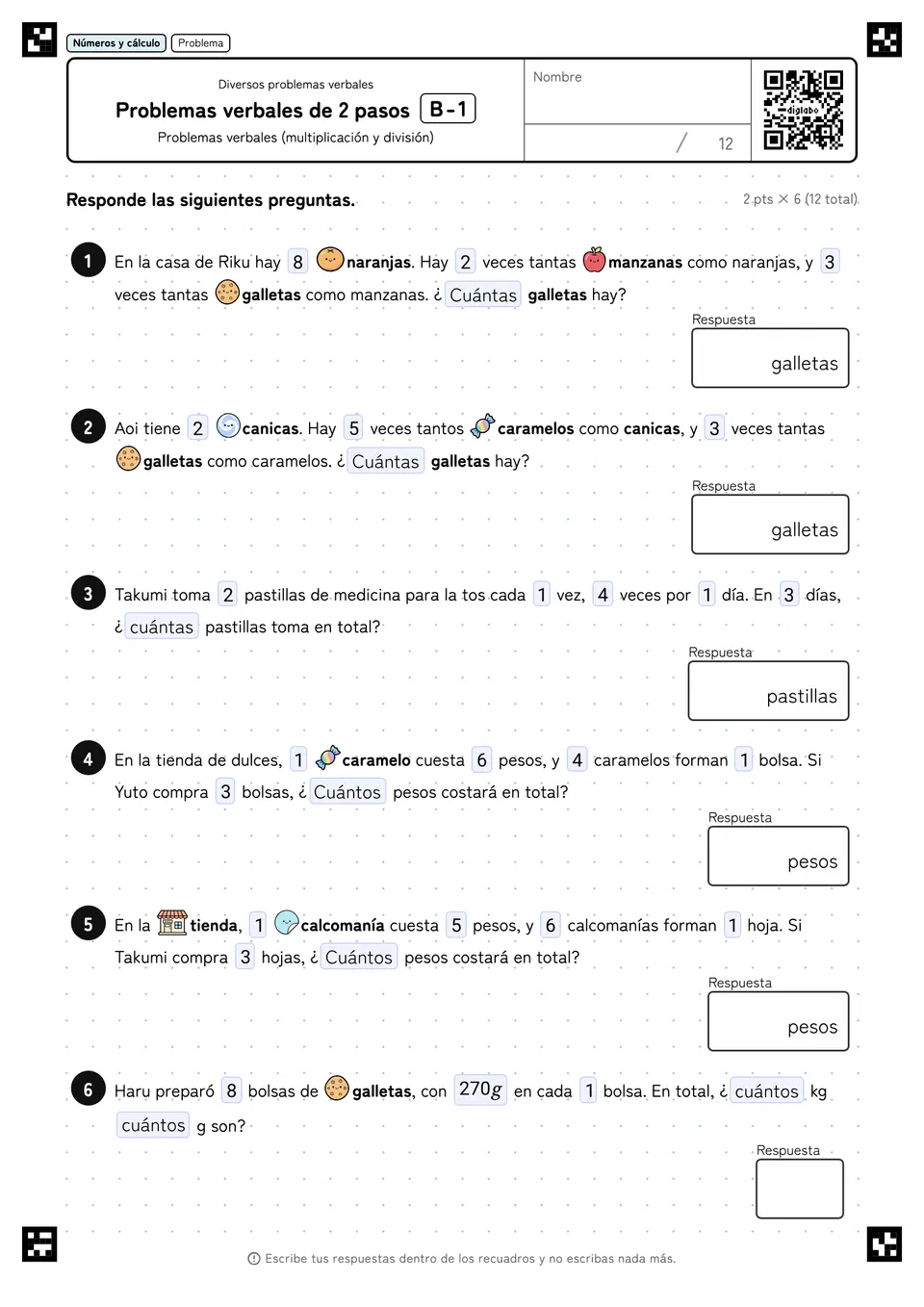 Problemas verbales de 2 pasos B-1