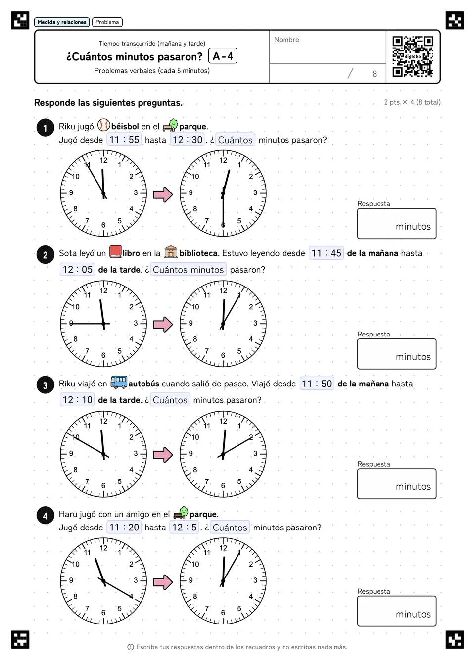 ¿Cuántos minutos pasaron? A-4