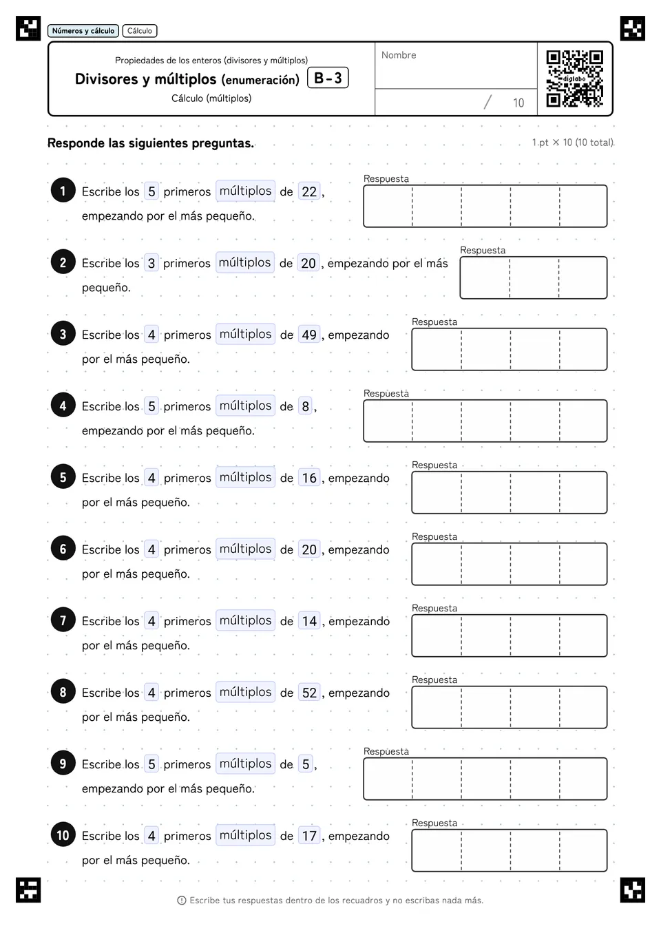 Divisores y múltiplos (enumeración) B-3