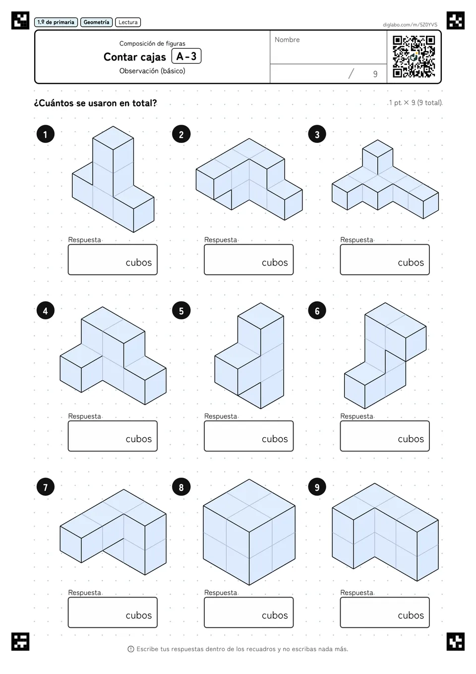 1.º de primaria Composición de figuras Contar cajas