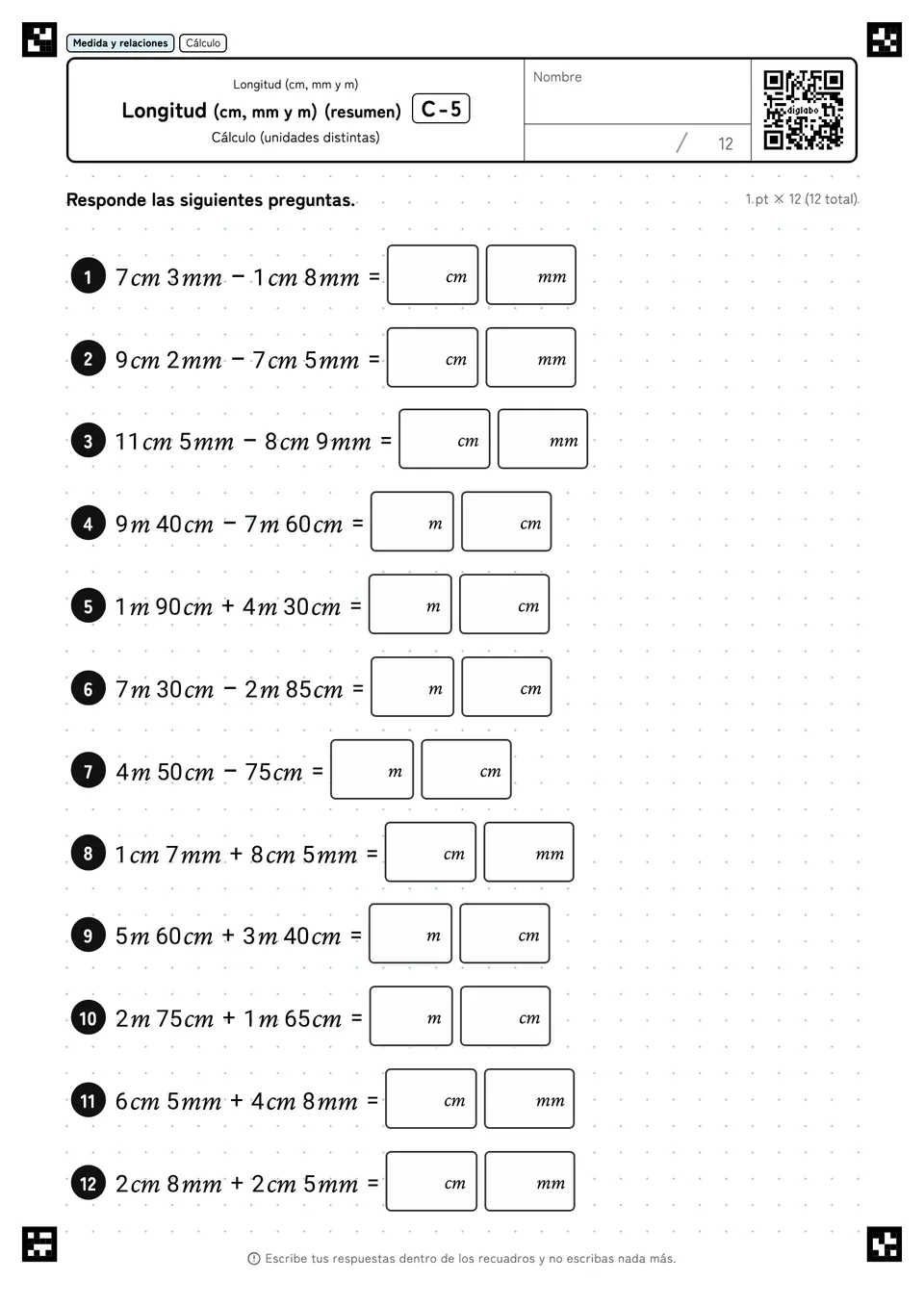 Longitud (cm, mm y m) (resumen) C-5