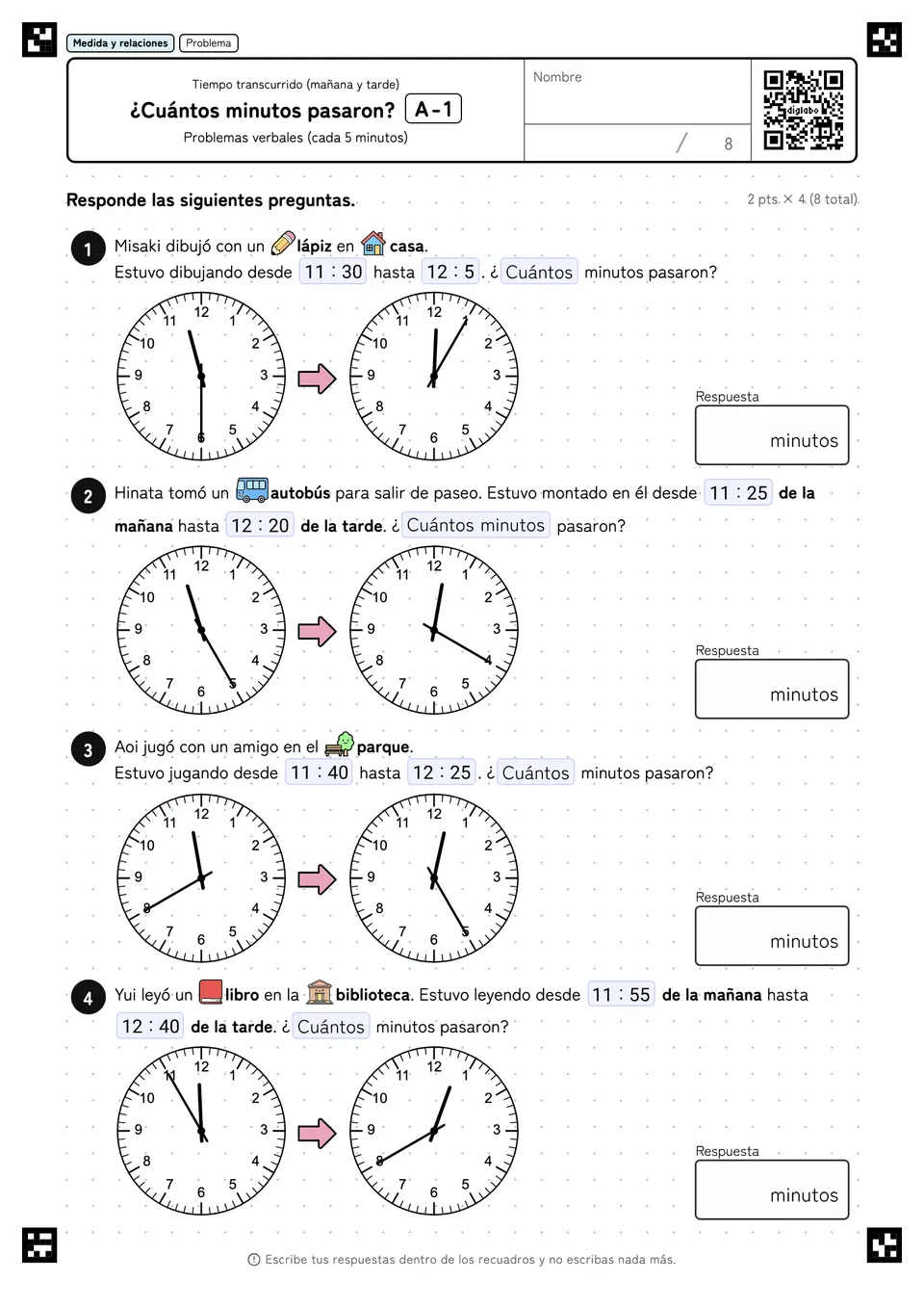 ¿Cuántos minutos pasaron? A-1