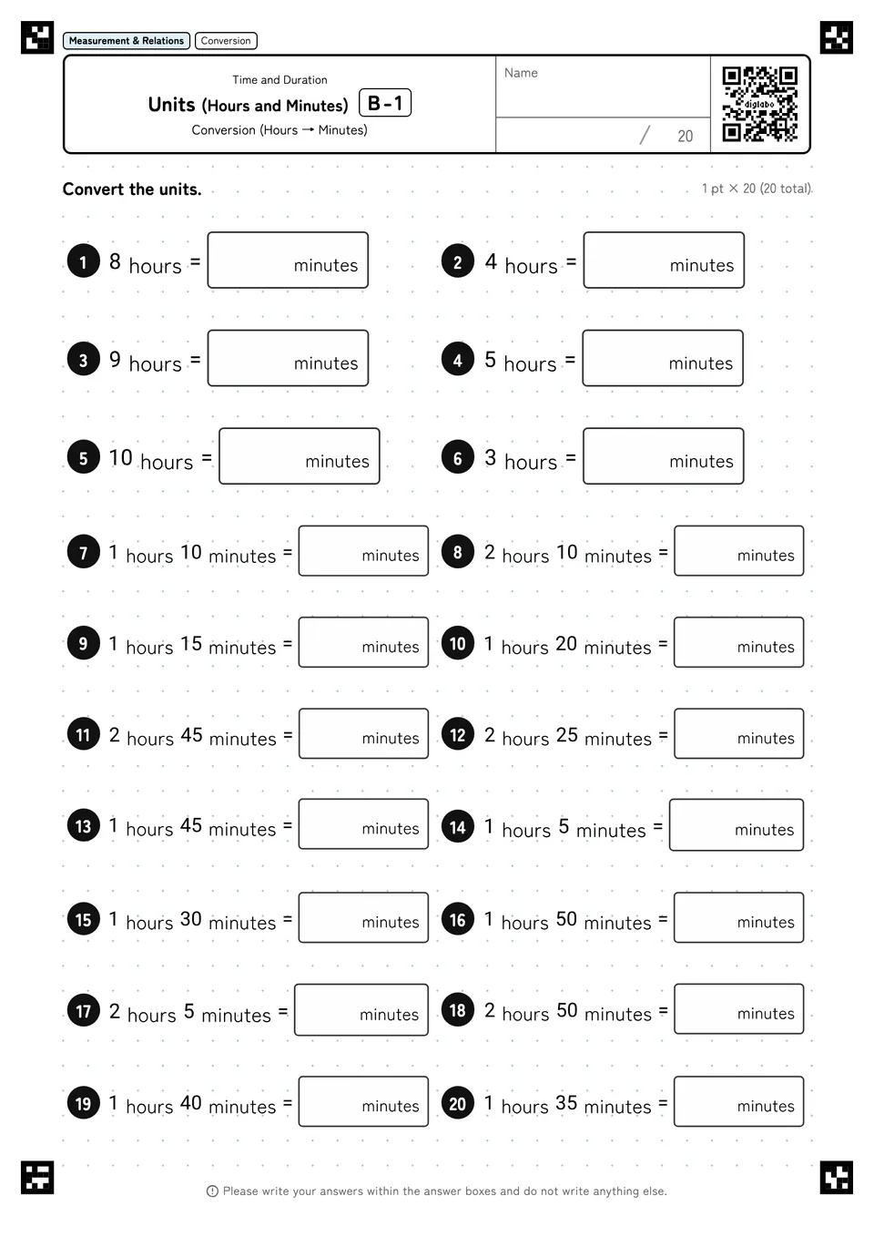 Units (Hours and Minutes) B-1
