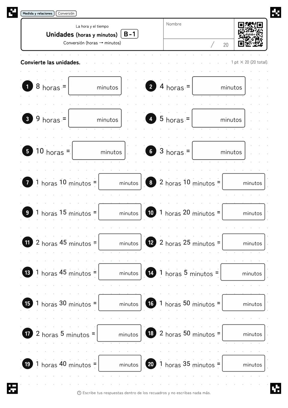 Unidades (horas y minutos) B-1