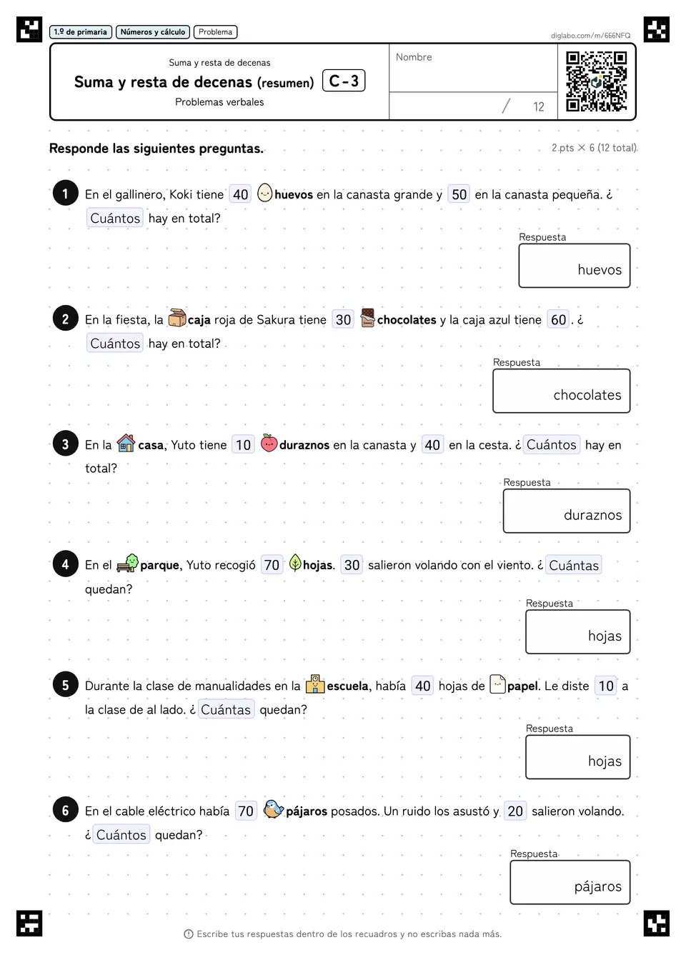 1.º de primaria Suma y resta de decenas Suma y resta de decenas (resumen)