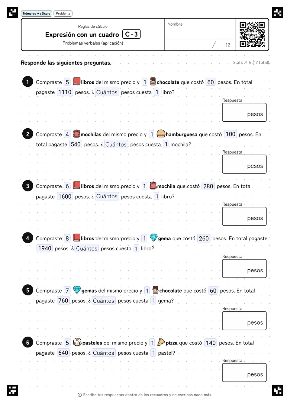 Expresión con un cuadro C-3