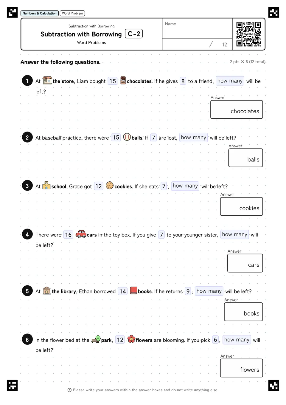 Subtraction with Borrowing C-2