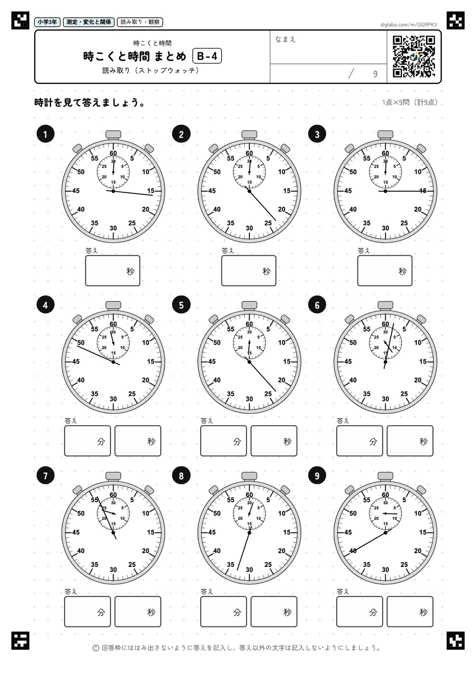 小学3年 時こくと時間 時こくと時間 まとめ