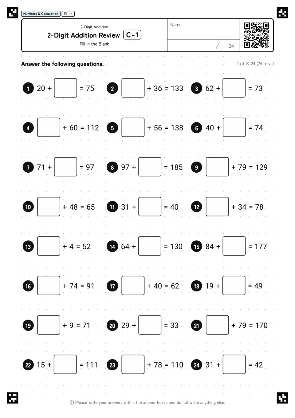 2-Digit Addition Review C-1