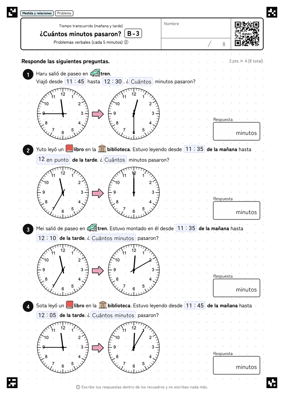 ¿Cuántos minutos pasaron? B-3