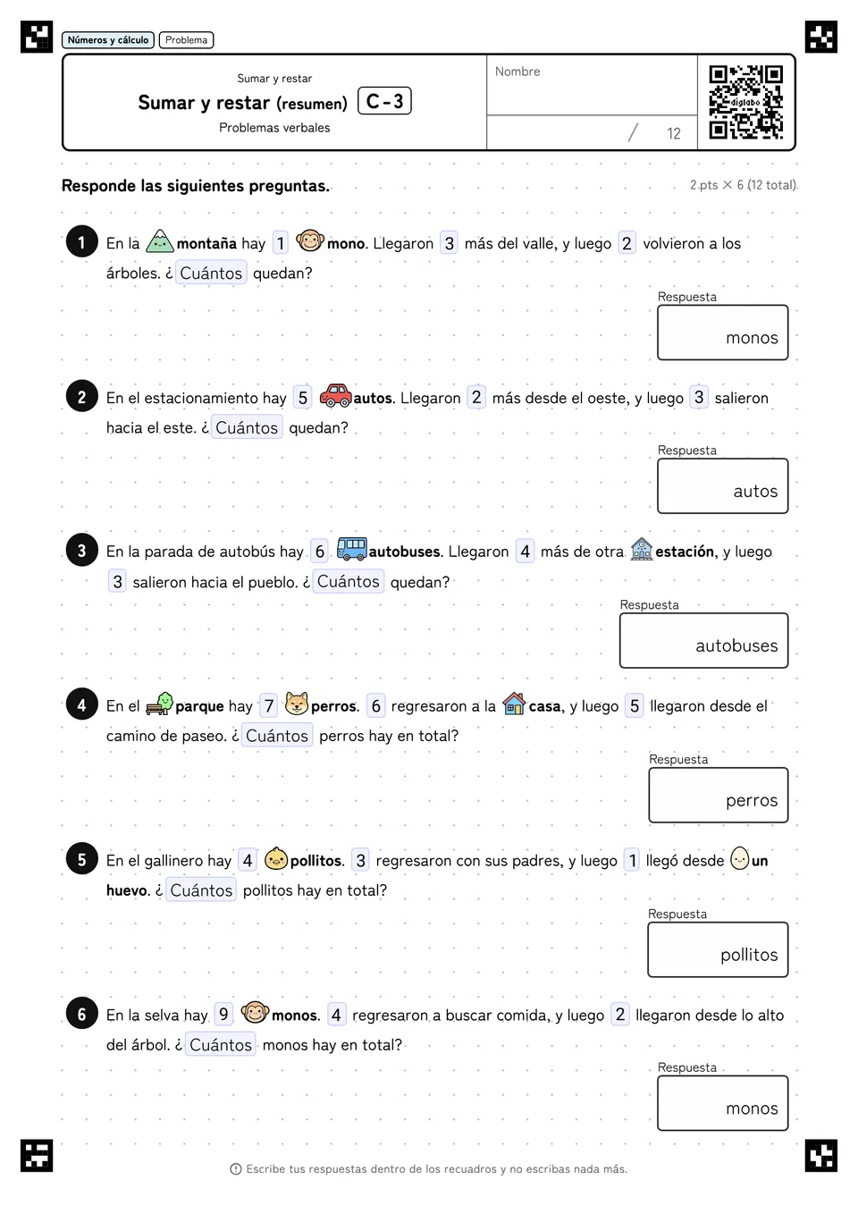 Sumar y restar (resumen) C-3