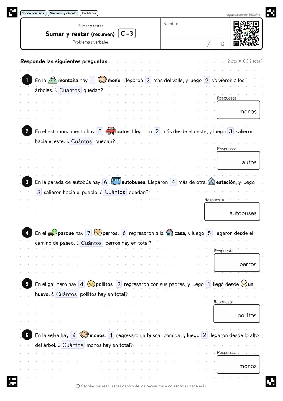 1.º de primaria Sumar y restar Sumar y restar (resumen)