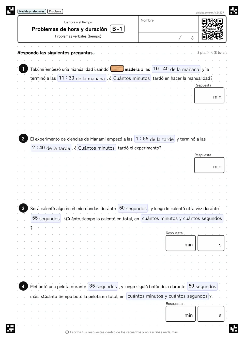 Problemas de hora y duración B-1