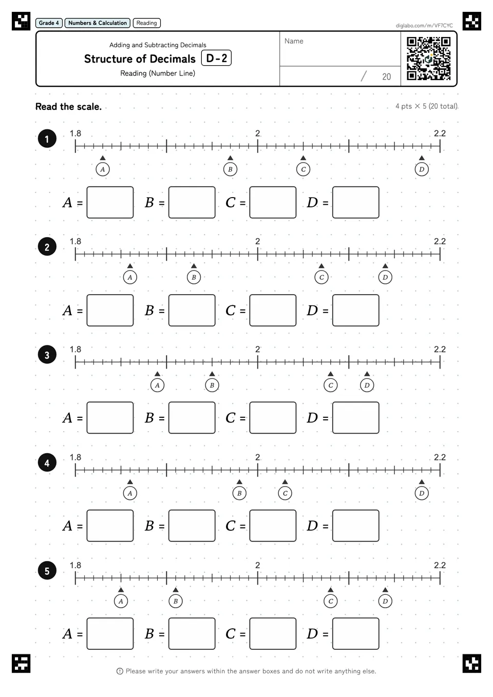 Grade 4 (Elementary School) Adding and Subtracting Decimals Structure of Decimals
