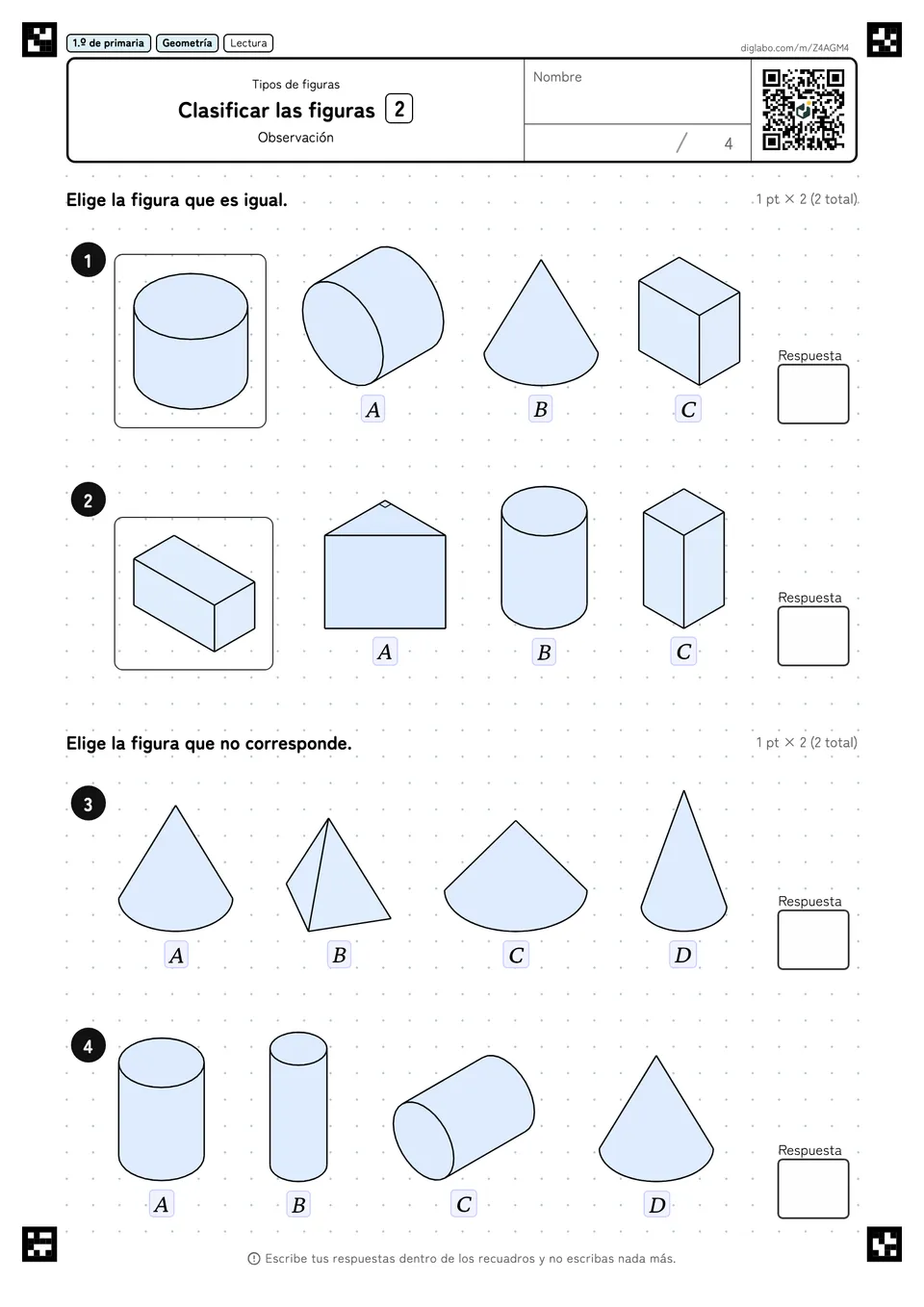1.º de primaria Tipos de figuras Clasificar las figuras