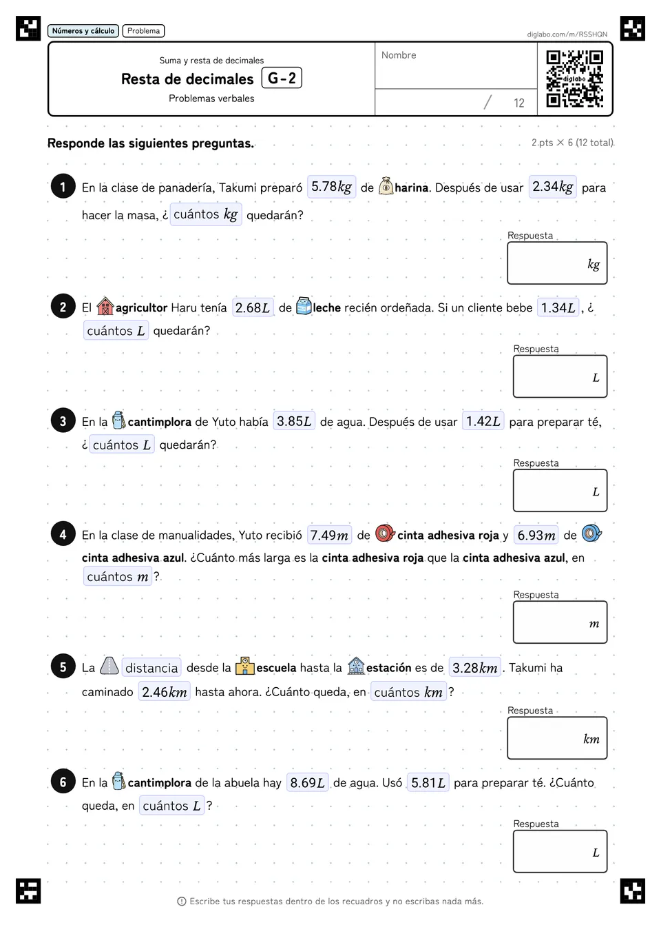 Resta de decimales G-2