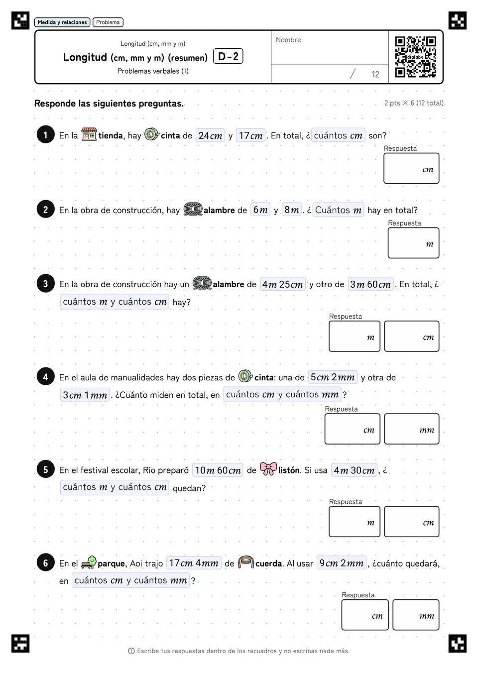 Longitud (cm, mm y m) (resumen) D-2