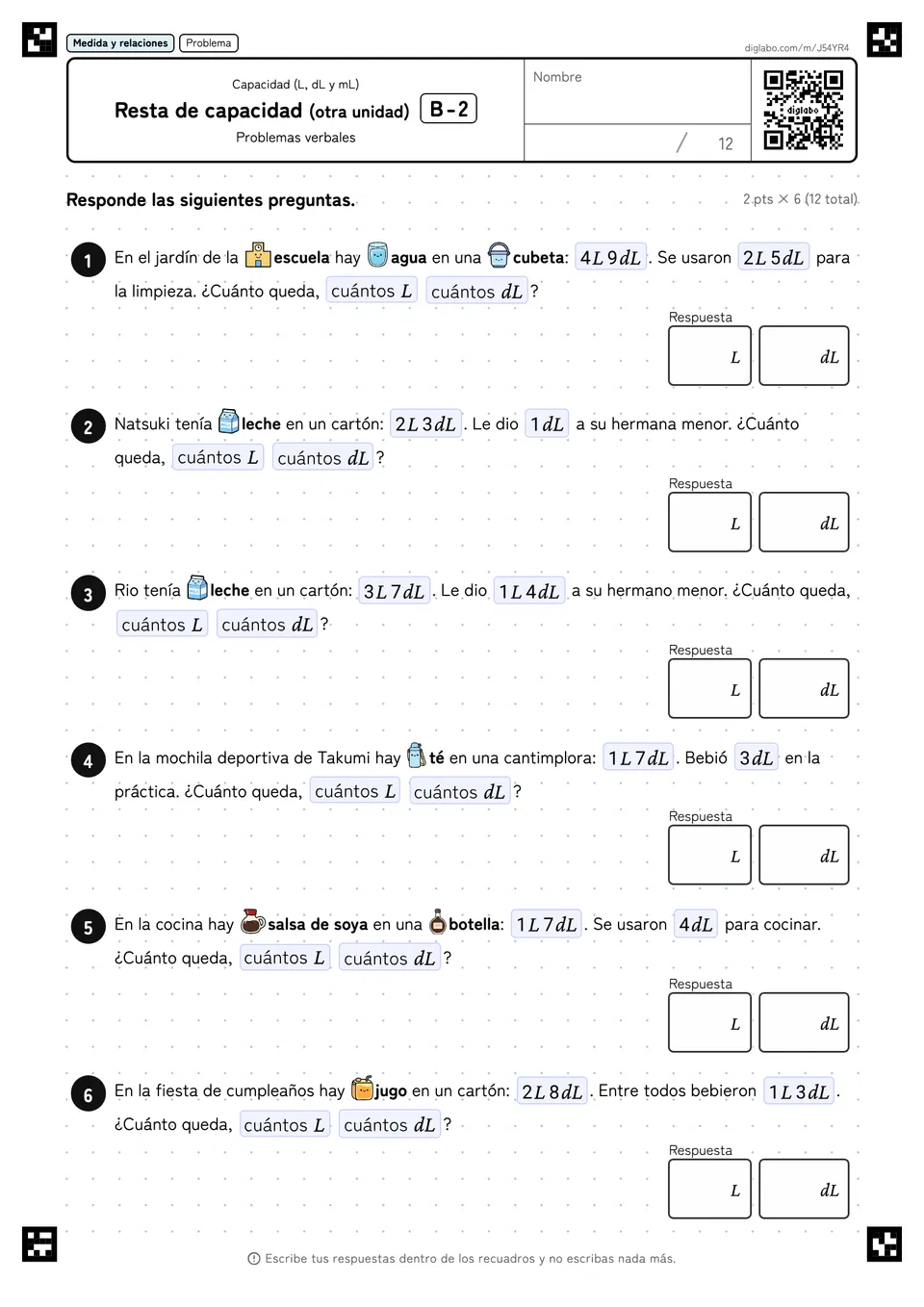 Resta de capacidad (otra unidad) B-2