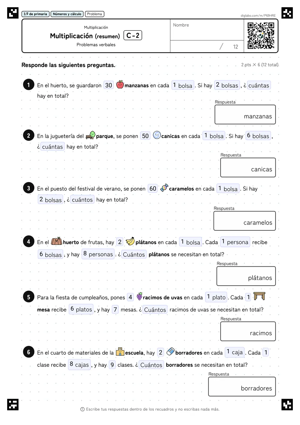 3.º de primaria Multiplicación Multiplicación (resumen)
