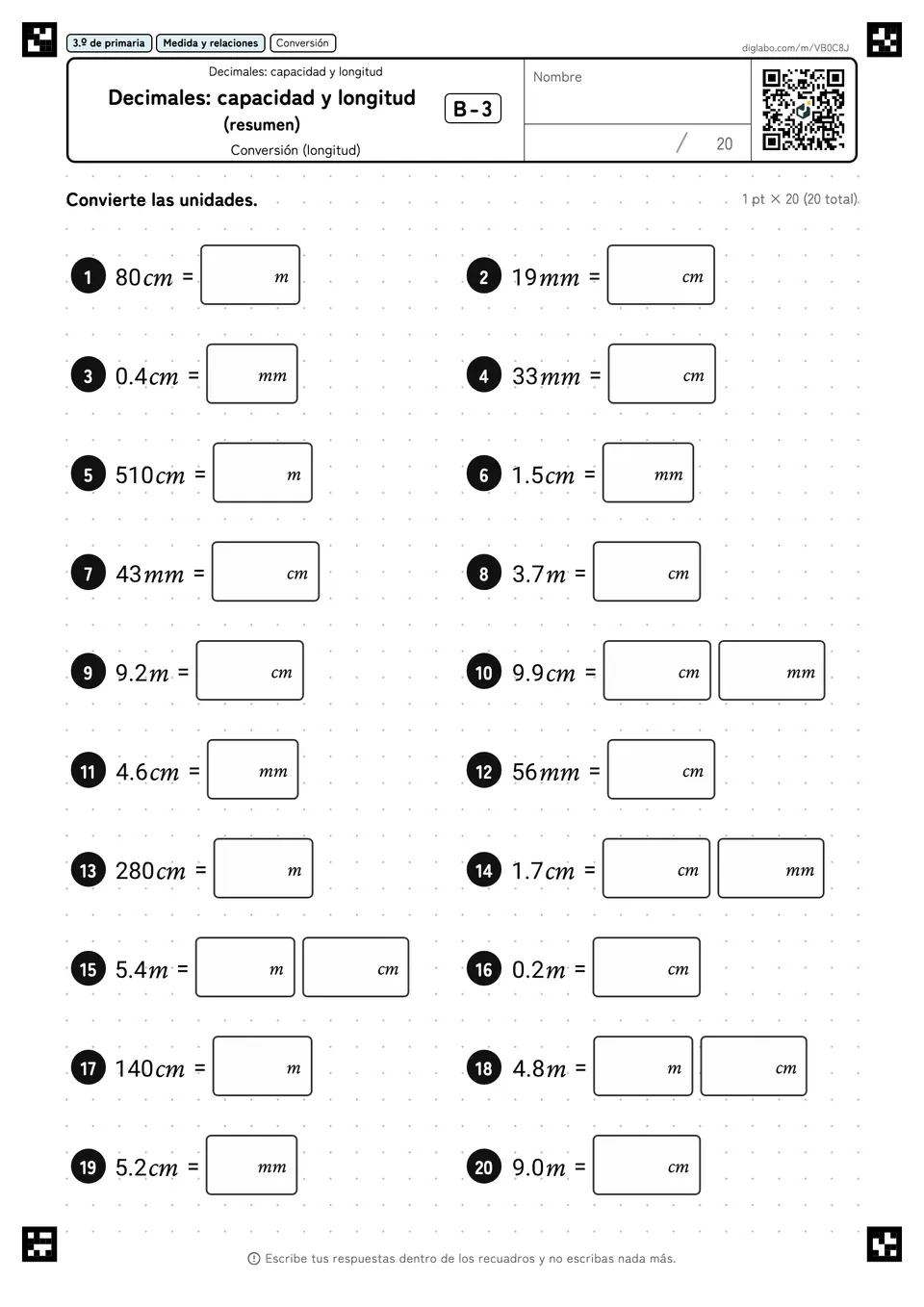 3.º de primaria Decimales: capacidad y longitud Decimales: capacidad y longitud (resumen)