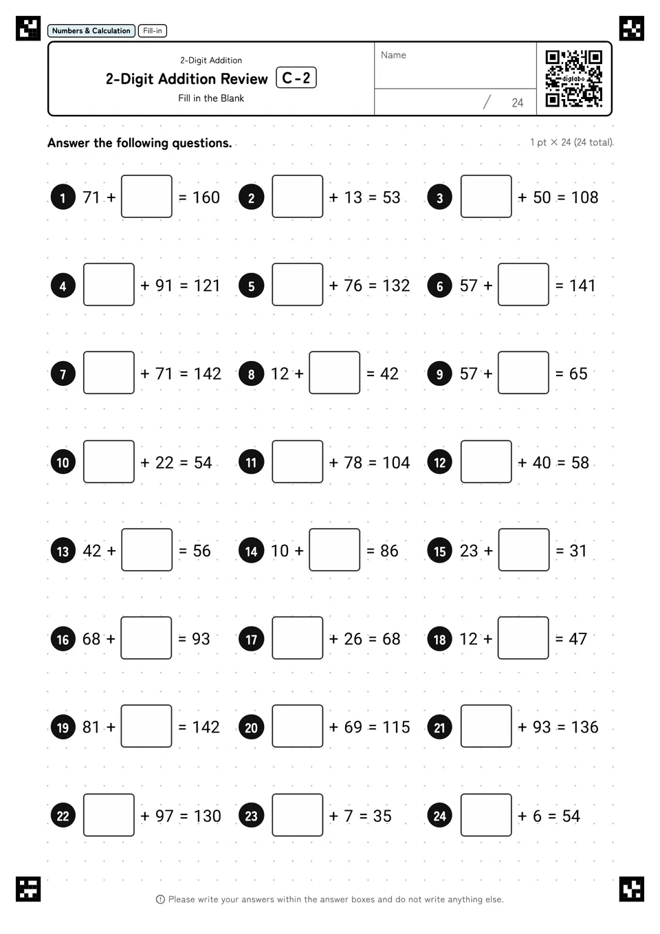 2-Digit Addition Review C-2
