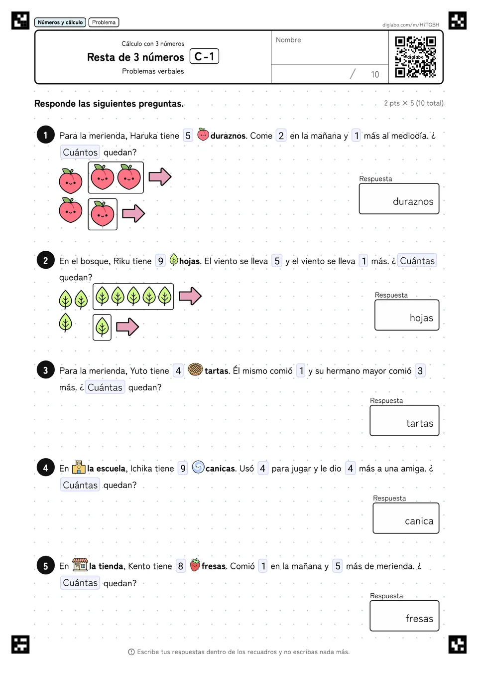 Resta de 3 números C-1