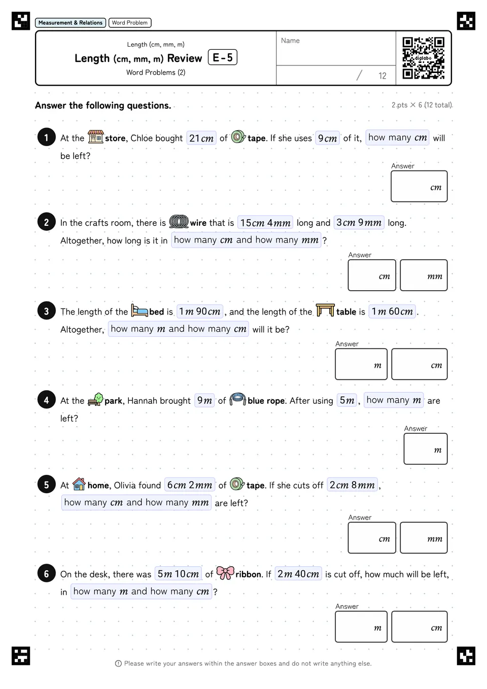 Length (cm, mm, m) Review E-5