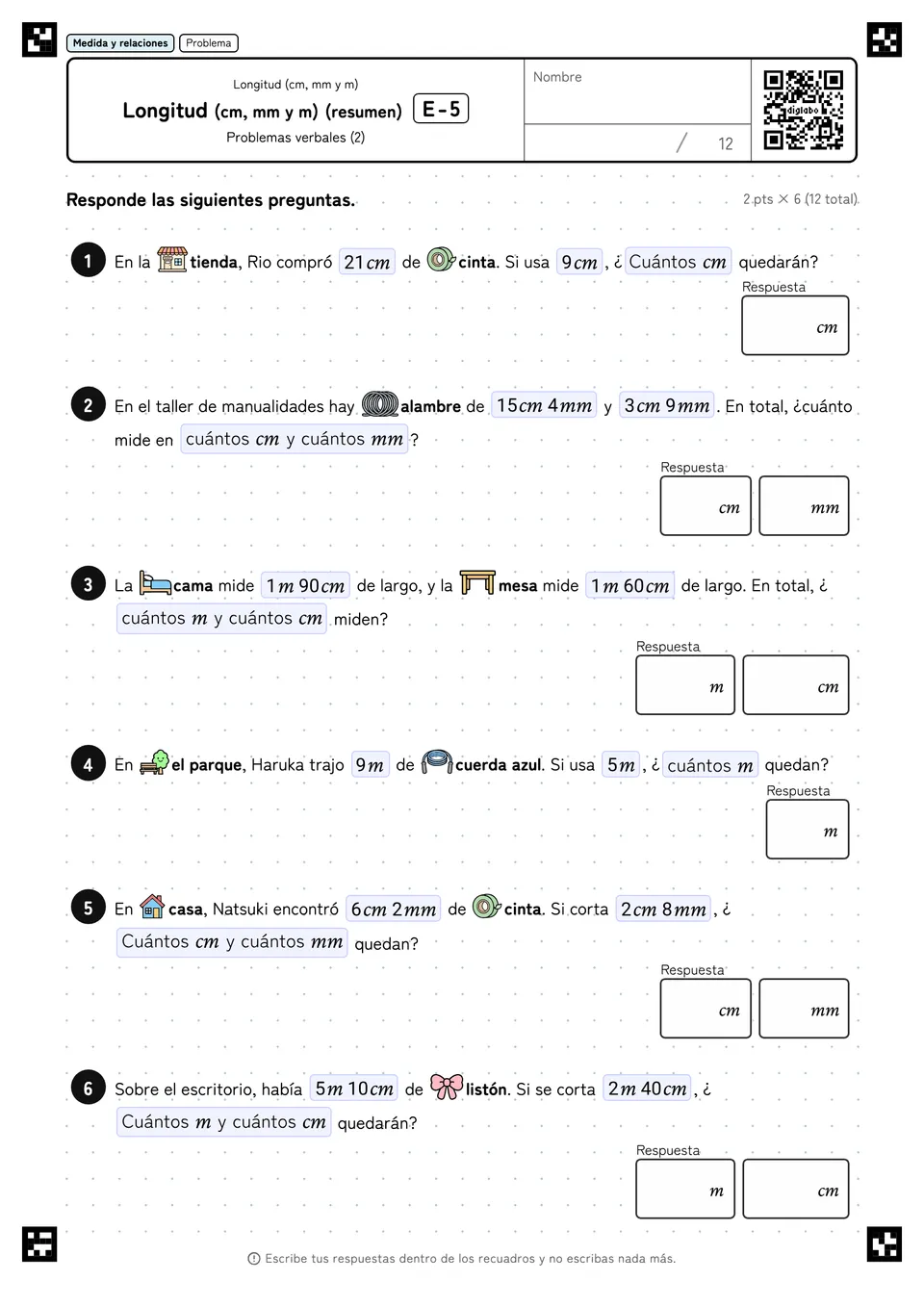 Longitud (cm, mm y m) (resumen) E-5