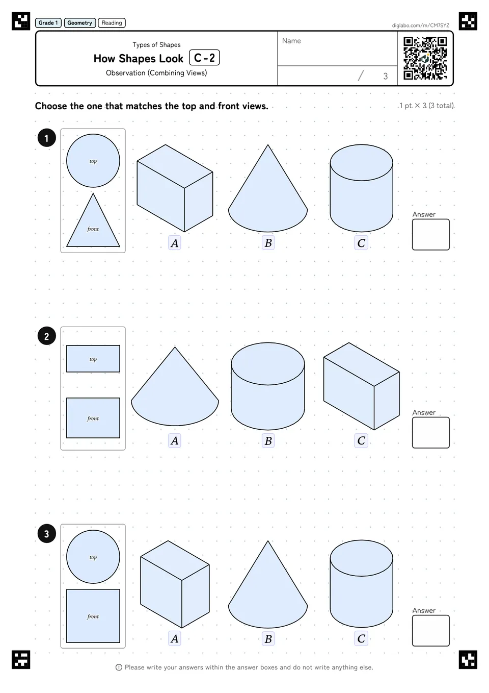 Grade 1 (Elementary School) Types of Shapes How Shapes Look