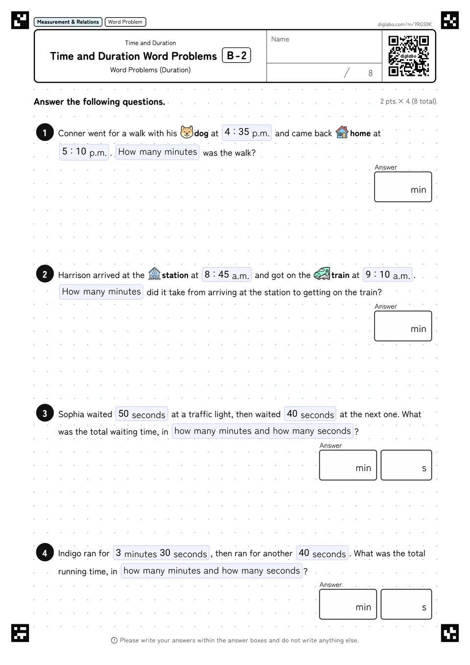 Time and Duration Word Problems B-2