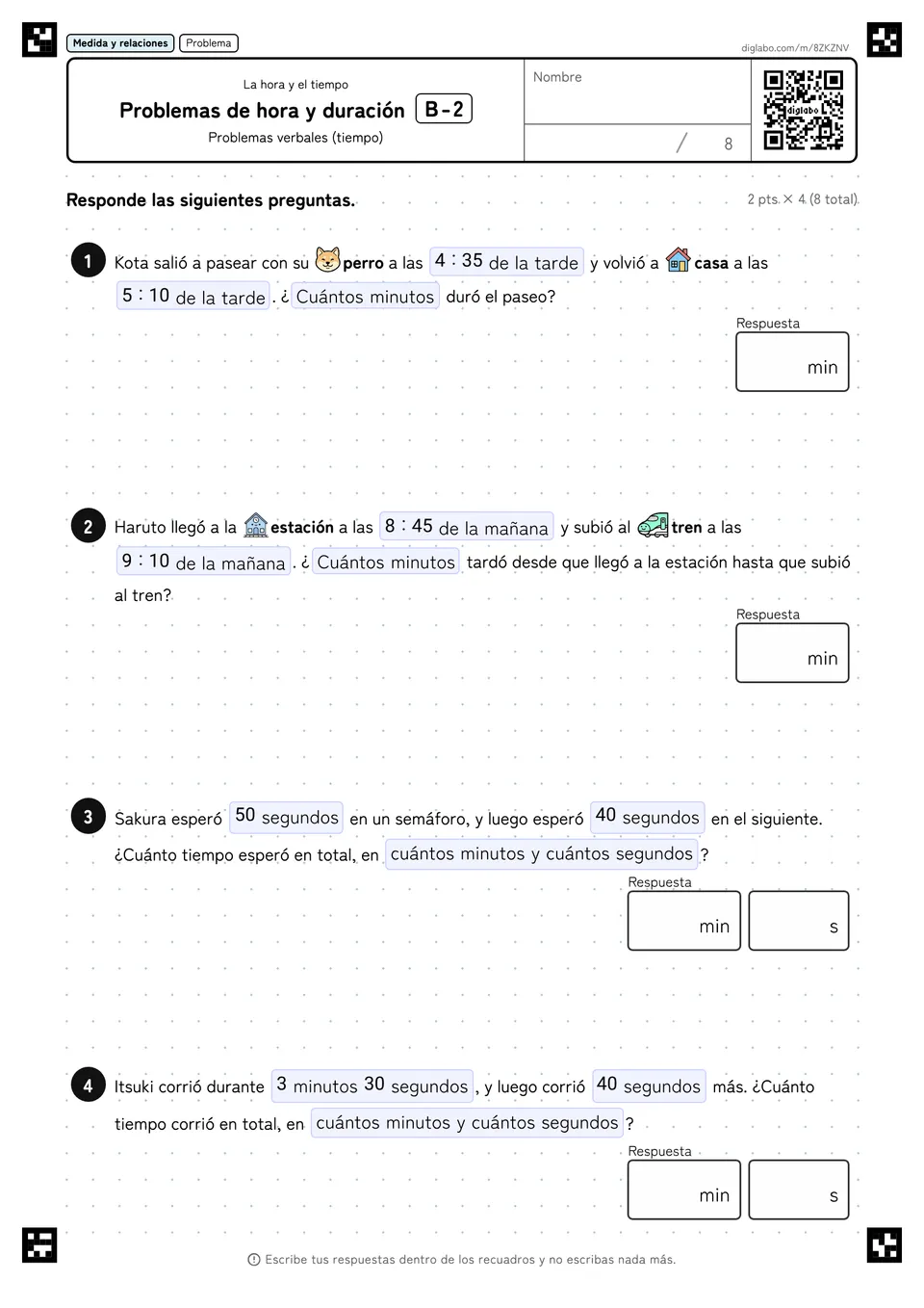 Problemas de hora y duración B-2