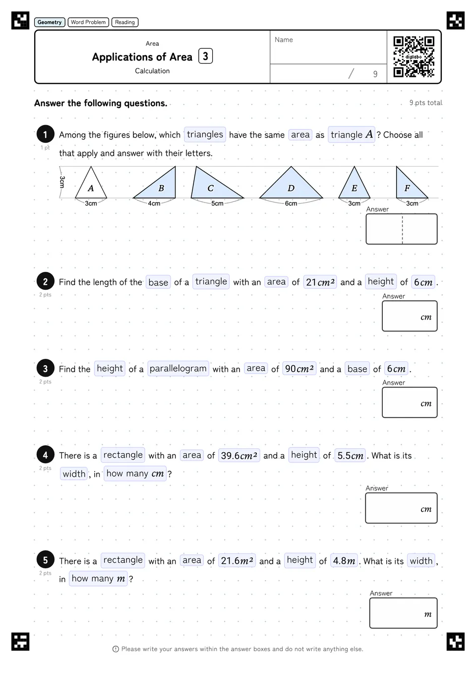 Applications of Area 3