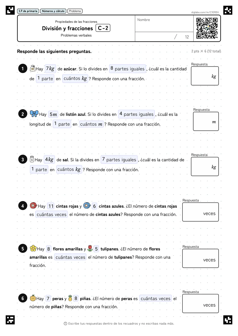 5.º de primaria Propiedades de las fracciones División y fracciones