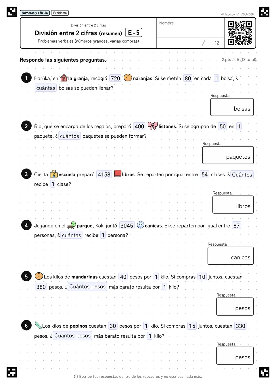 División entre 2 cifras (resumen) E-5