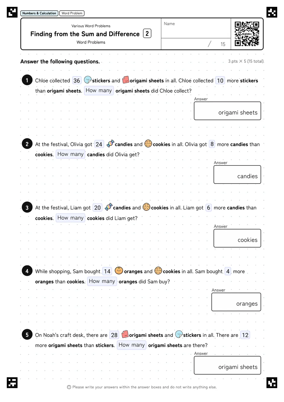 Finding from the Sum and Difference 2