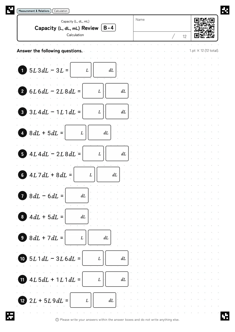 Capacity (L, dL, mL) Review B-4