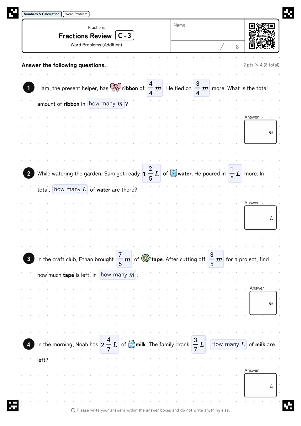 Fractions Review C-3